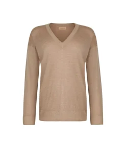 Maglia con scollo a V e spacchi in Cashmere Ultrafine