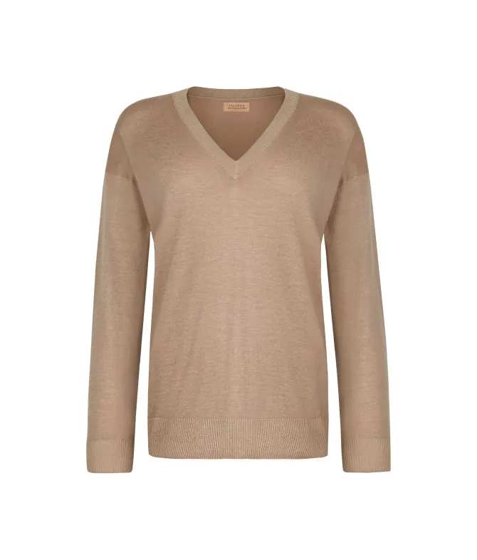 Maglia con scollo a V e spacchi in Cashmere Ultrafine