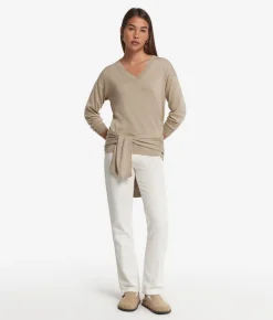Maglia con scollo a V e spacchi in Cashmere Ultrafine