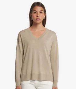 Maglia con scollo a V e spacchi in Cashmere Ultrafine