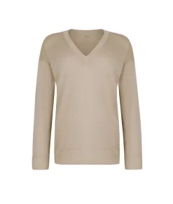 Maglia con scollo a V e spacchi in Cashmere Ultrafine