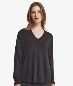 Maglia con scollo a V e spacchi in Cashmere Ultrafine