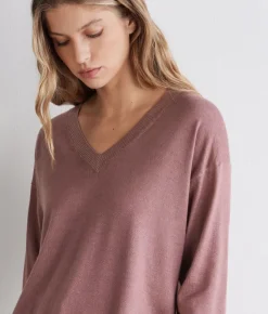 Maglia con scollo a V e spacchi in Cashmere Ultrafine
