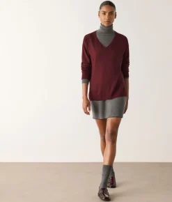 Maglia con scollo a V e spacchi in Cashmere Ultrafine