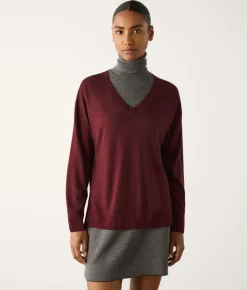 Maglia con scollo a V e spacchi in Cashmere Ultrafine