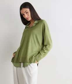 Maglia con scollo a V e spacchi in Cashmere Ultrafine
