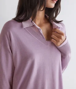 Maglia con scollo a V e spacchi in Cashmere Ultrafine