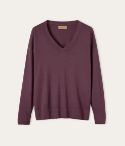 Maglia con scollo a V e spacchi in Cashmere Ultrafine