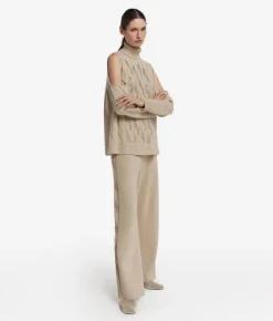 Maglia cut out con trecce e strass in Cashmere Ultrasoft