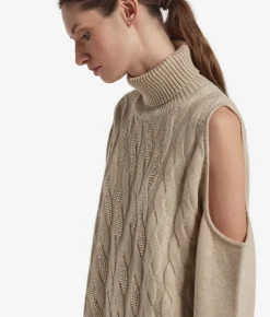 Maglia cut out con trecce e strass in Cashmere Ultrasoft