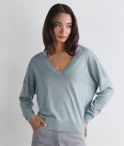 Maglia doppio scollo a V in Cashmere Silkfine