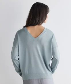 Maglia doppio scollo a V in Cashmere Silkfine