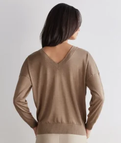 Maglia doppio scollo a V in Cashmere Silkfine