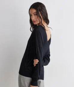 Maglia doppio scollo a V in Cashmere Silkfine