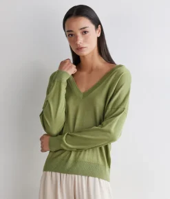 Maglia doppio scollo a V in Cashmere Silkfine