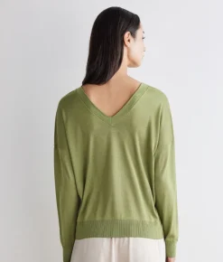 Maglia doppio scollo a V in Cashmere Silkfine