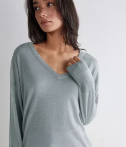Maglia scollo a V in Cashmere Airfine