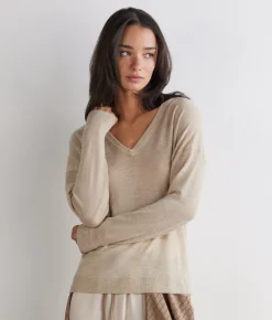 Maglia scollo a V in Cashmere Airfine