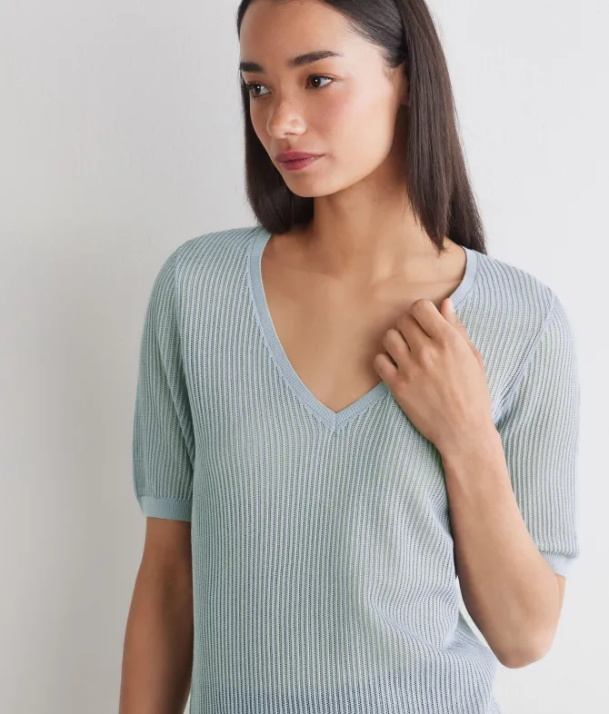 Maglia traforata in cotone