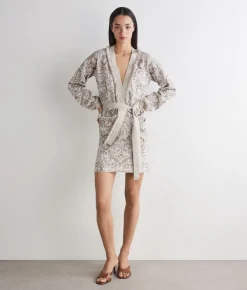 Minigonna jacquard paisley