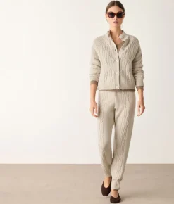 Pantalone a coste intrecciate in Cashmere Ultrasoft