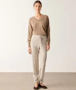 Pantalone a coste intrecciate in Cashmere Ultrasoft