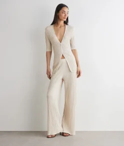 Pantalone a coste lamé