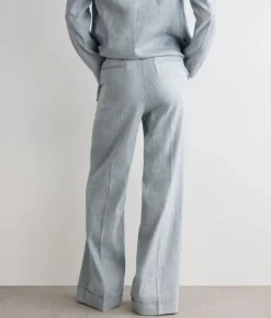 Pantalone delavè in lino e cotone