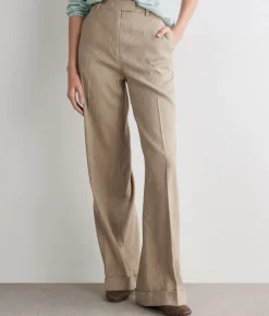 Pantalone delavè in lino e cotone