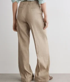 Pantalone delavè in lino e cotone