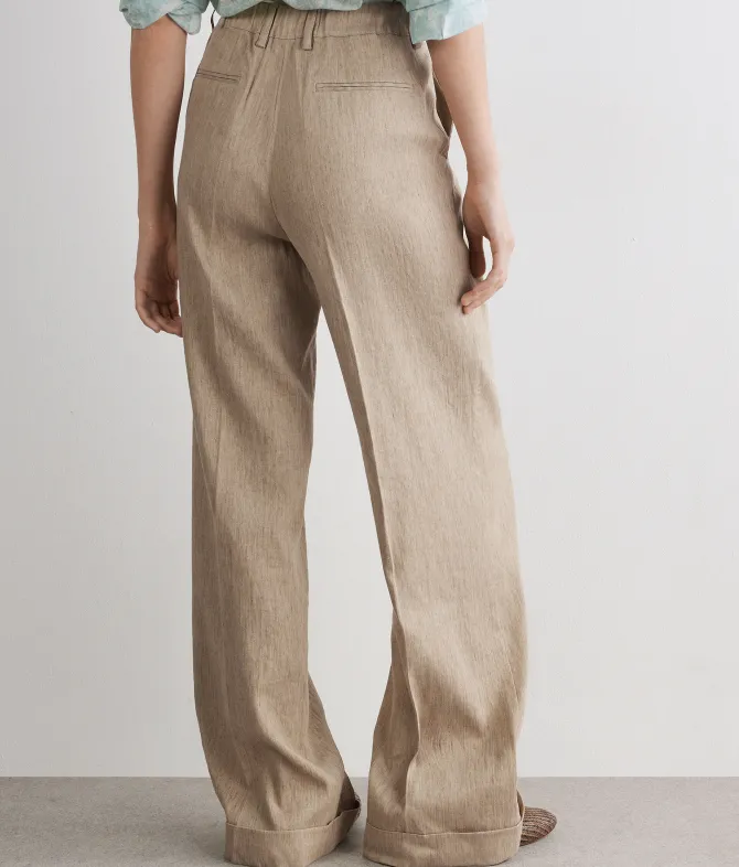 Pantalone delavè in lino e cotone