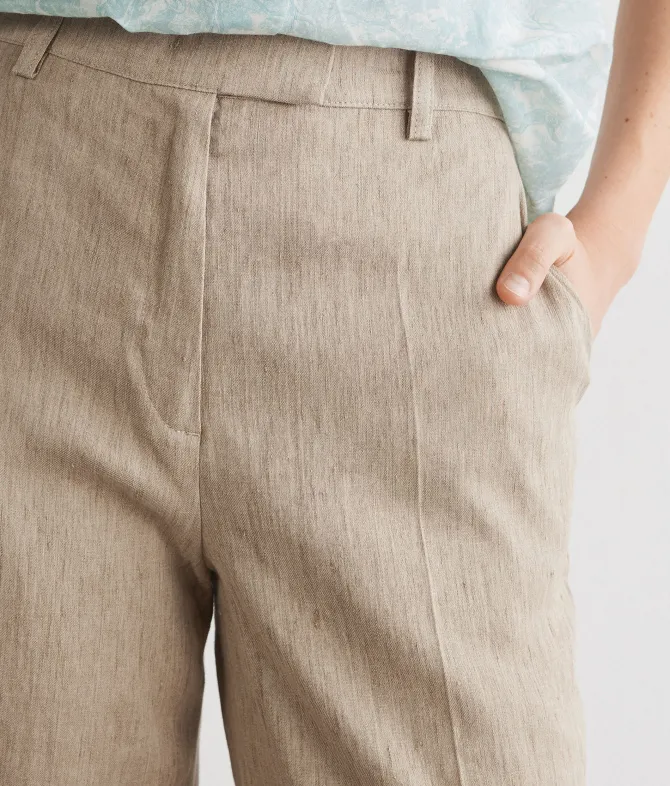 Pantalone delavè in lino e cotone