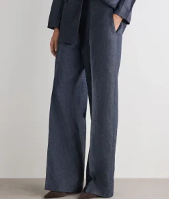 Pantalone dritto in lino lamé