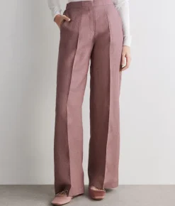 Pantalone dritto in lino lamé