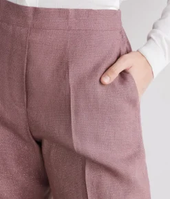 Pantalone dritto in lino lamé