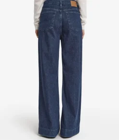 Pantalone flare in denim e cashmere