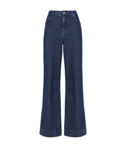 Pantalone flare in denim e cashmere