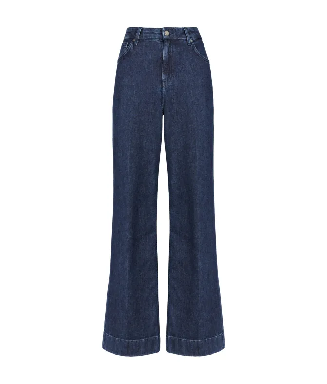 Pantalone flare in denim e cashmere