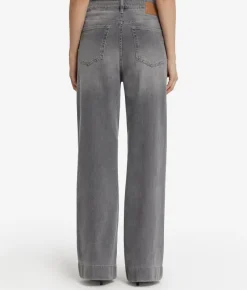 Pantalone flare in denim e cashmere