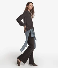 Pantalone flare in denim e cashmere