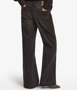 Pantalone flare in denim e cashmere