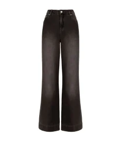Pantalone flare in denim e cashmere