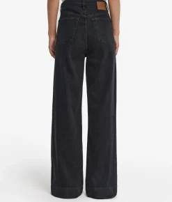 Pantalone flare in denim e cashmere