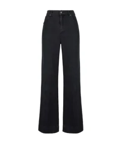 Pantalone flare in denim e cashmere