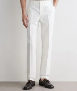Pantalone gamba larga in cotone e lino