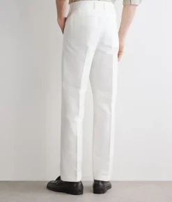 Pantalone gamba larga in cotone e lino
