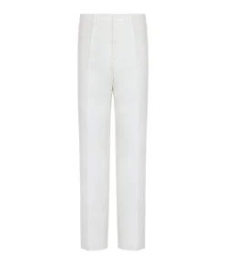 Pantalone gamba larga in cotone e lino