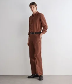 Pantalone gamba larga in cotone e lino