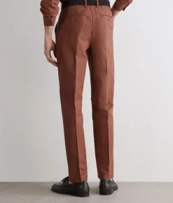 Pantalone gamba larga in cotone e lino