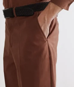 Pantalone gamba larga in cotone e lino
